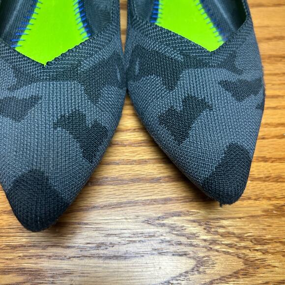 Rothy’s Size W12 The Point Ballet Flat Shoes in Black Gray Camo (missing insole) - Picture 5 of 9